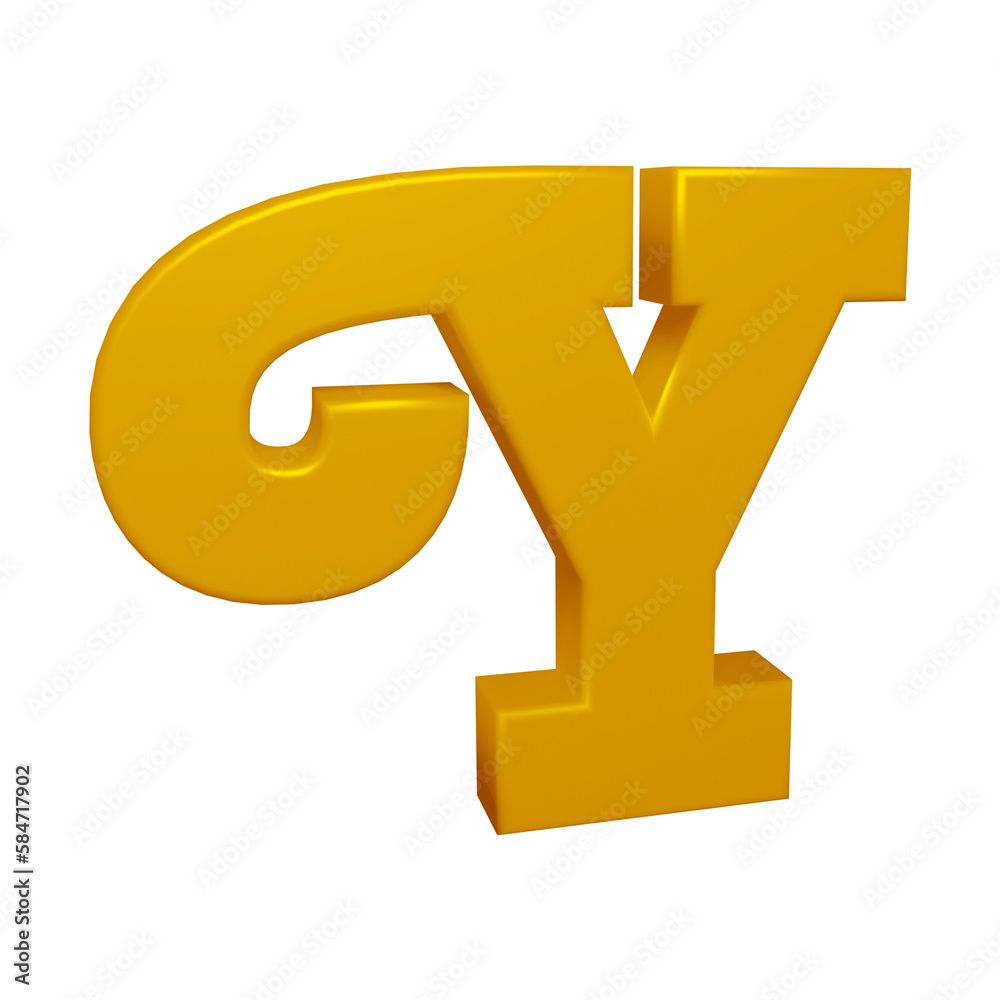 Golden alphabet letter y in 3d rendering for education concept Golden alphabet letter y in 3d rendering for education concept
