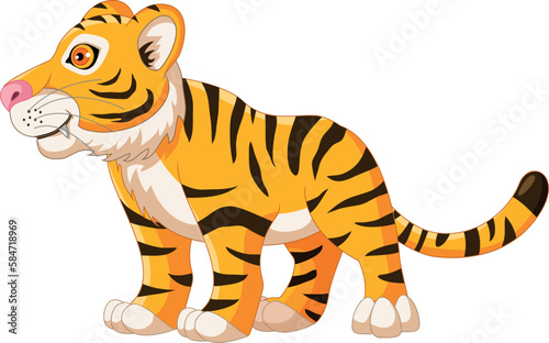 Fototapeta Naklejka Na Ścianę i Meble -  Cute Tiger Cartoon Posing