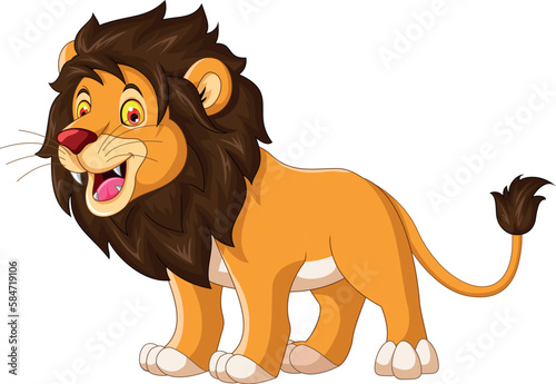 Fototapeta Naklejka Na Ścianę i Meble -  Cute Lion Cartoon Posing