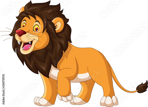 Cute Lion Cartoon Posing