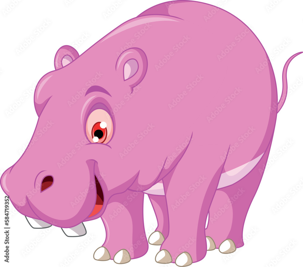 Naklejka premium Cute Hippo Cartoon