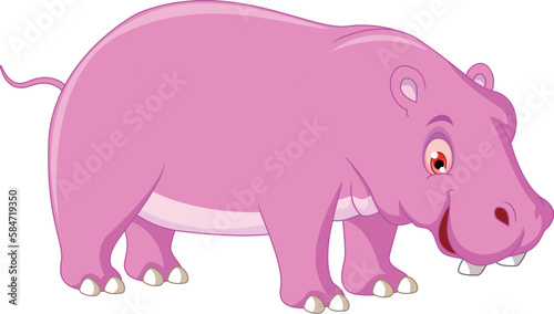 Fototapeta Naklejka Na Ścianę i Meble -  Cute Hippo Cartoon