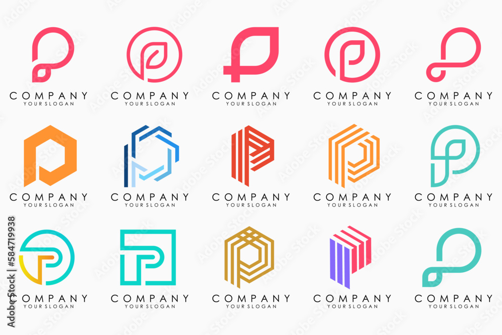 Set of letters P logo design. modern creative monogram icon design inspiration. Set of letters P logo design. modern creative monogram icon design inspiration.