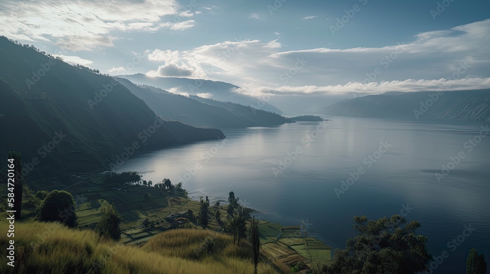 Lake Toba in North Sumatra Indonesia, Wonderful Indonesia, Generative AI
