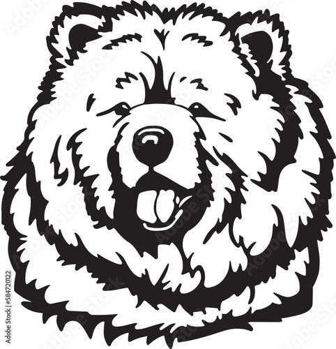 Chow Chow dog face isolated on a white background, SVG, Vector, Illustration.	