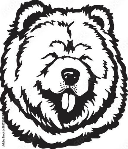 Chow Chow dog face isolated on a white background, SVG, Vector, Illustration.	