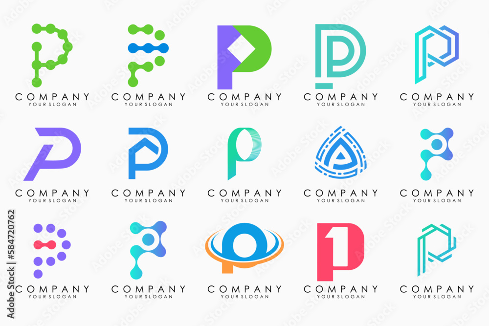 Set of letters P logo design. modern creative monogram icon design inspiration. Set of letters P logo design. modern creative monogram icon design inspiration.