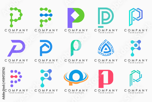 Set of letters P logo design. modern creative monogram icon design inspiration.