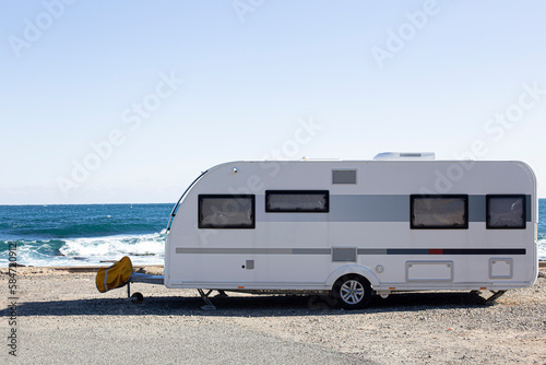 caravan car by the sea