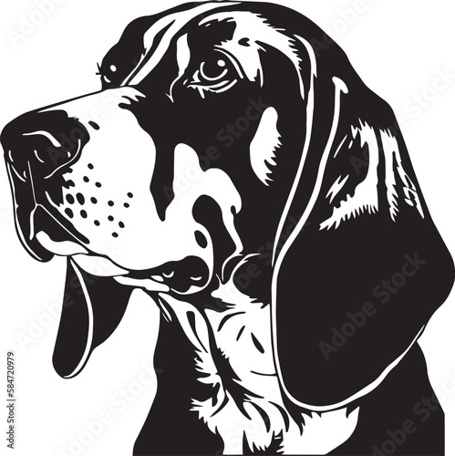 COONHOUND dog face isolated on a white background, SVG, Vector, Illustration.	