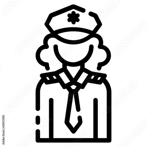 police woman avatar outline icon