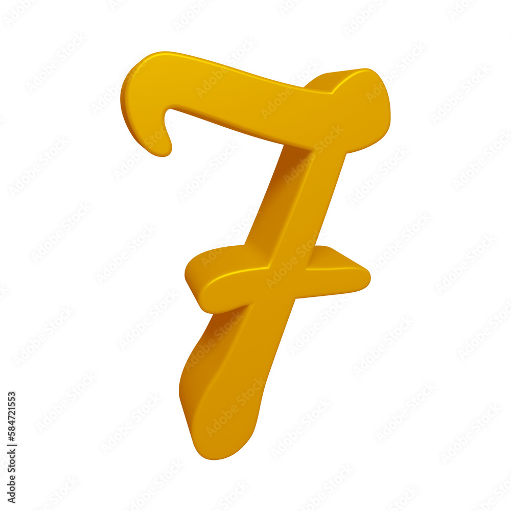 Golden number 7 in 3d rendering for math, business and education concept Golden number 7 in 3d rendering for math, business and education concept
