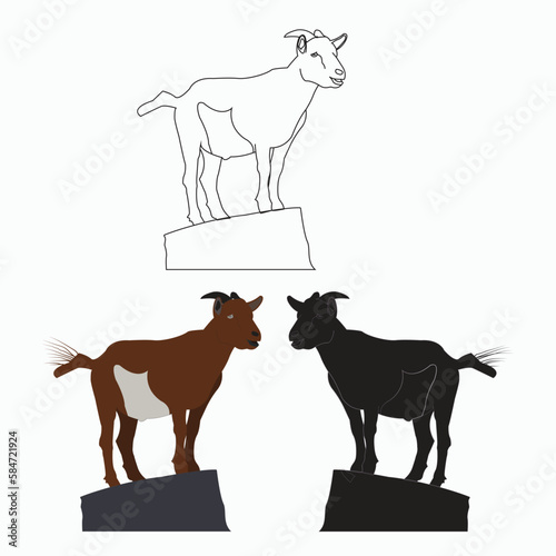 goat  outline color silhouettes all