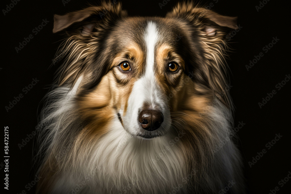 Gorgeous Collie Dog on Dark Background: Showcasing the Intelligence, Loyalty, and Elegance of the Breed