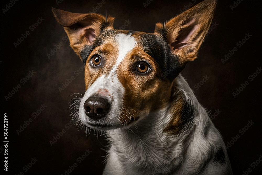 Adorable Fox Terrier on Dark Background: Capturing the Playful and Loyal Traits of the Breed