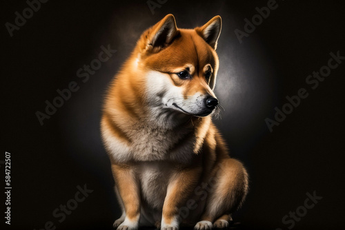 Captivating Shiba Inu Dog on Dark Background - Discover the Uniqueness of this Ancient Breed © ThePixelCraft