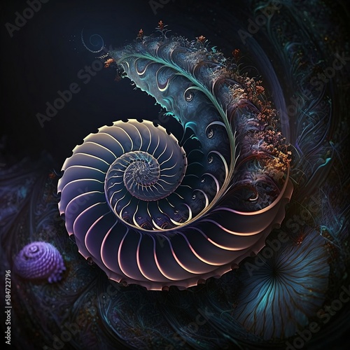 Mysterious Fibonacci spiral by generative AI.