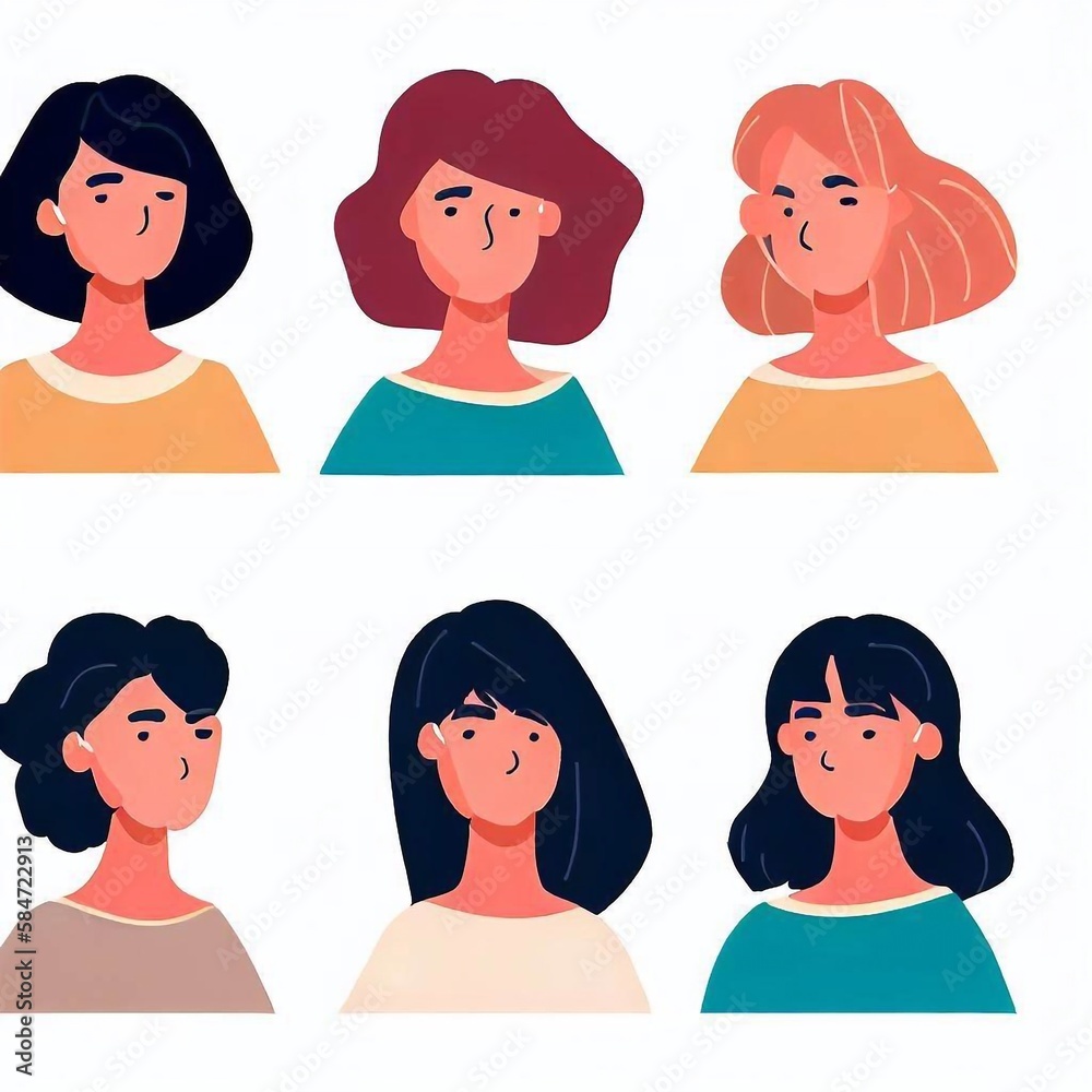 Portraits of women avatar for a social network Portraits of women avatar for a social network
