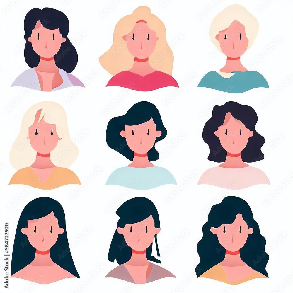 Portraits of women avatar for a social network