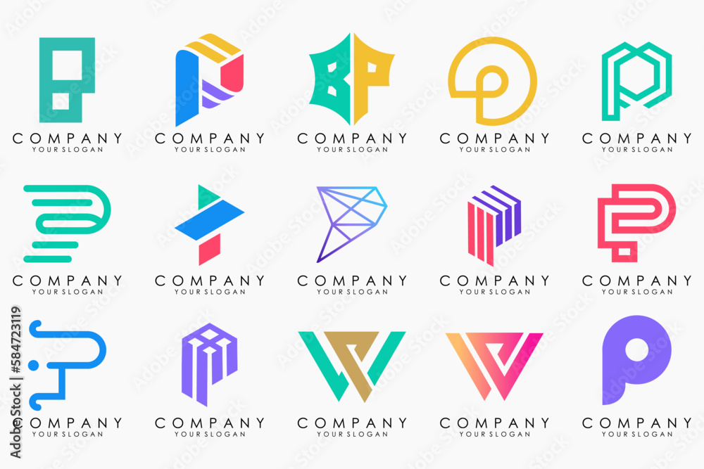 Set of letters P logo design. modern creative monogram icon design inspiration. Set of letters P logo design. modern creative monogram icon design inspiration.