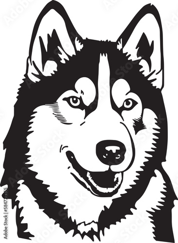 Husky dog face isolated on a white background, SVG, Vector, Illustration.