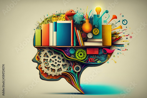 Colorful abstract brain representing ideas, culture and knowledge
