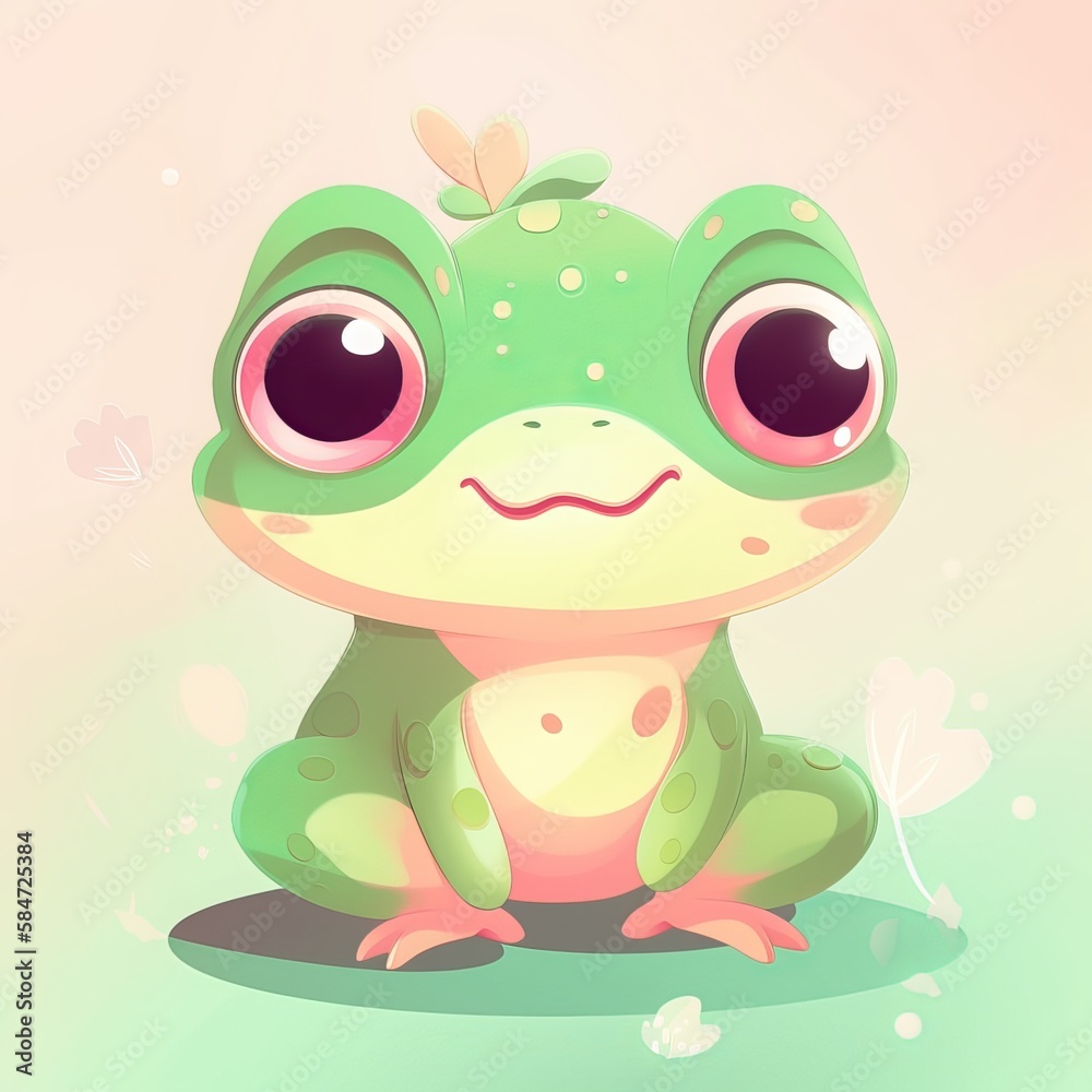 Obraz premium cute sleepy frog war night cap and pajama holding cup - Generative AI