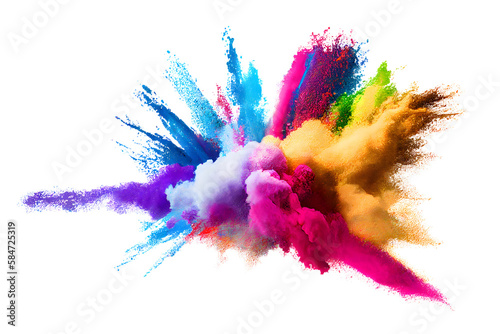 Colorful rainbow holi paint splash, color powder explosion, AI generated image