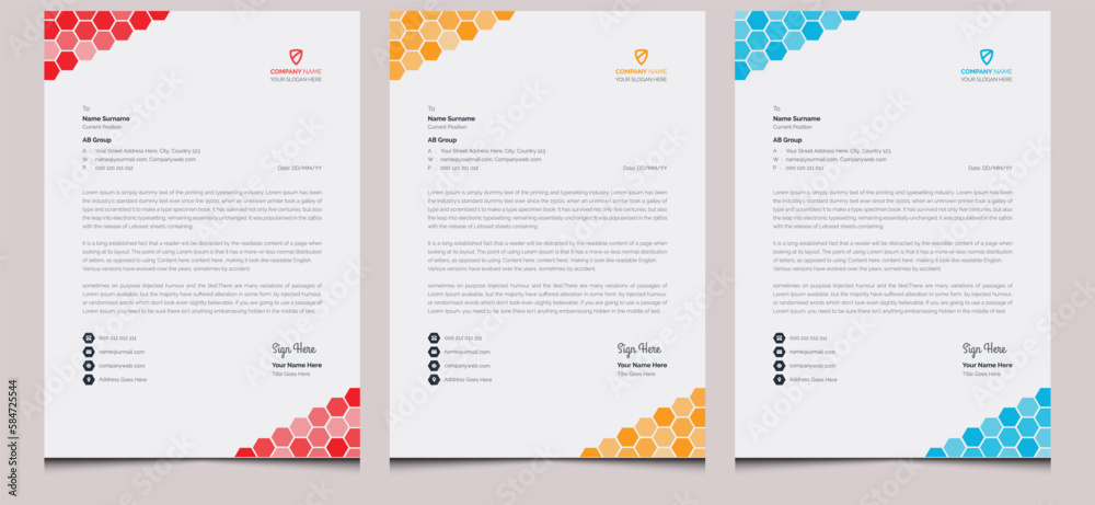 Naklejka premium Simple clean editable standard abstract elegant creative modern corporate identity professional company official business style print ready letterhead design template. 