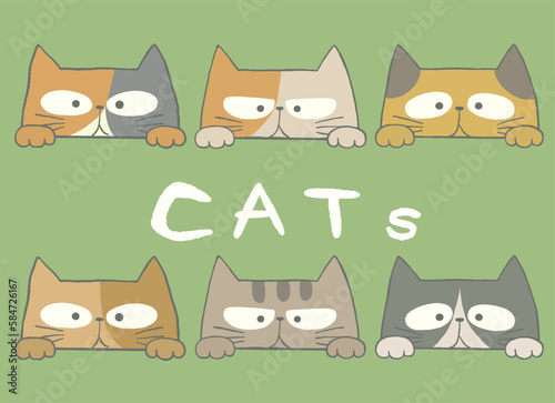 のぞき込むかわいい猫のイラスト