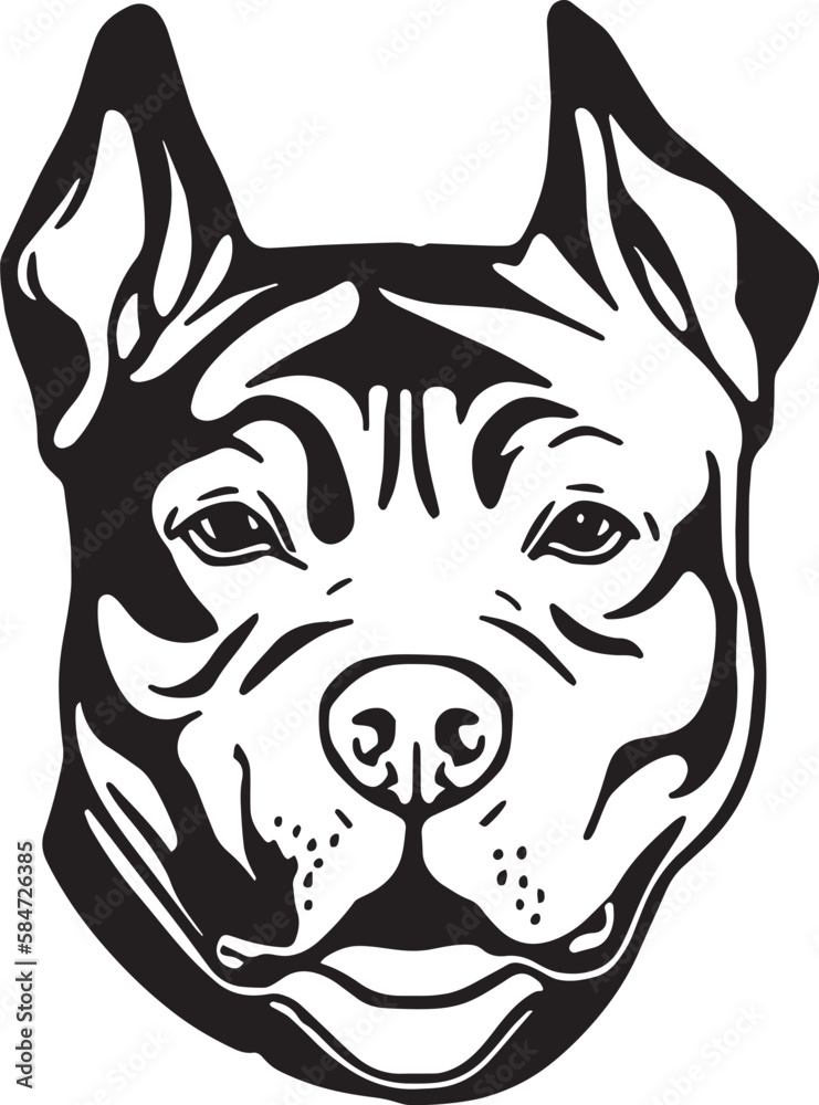 Pitbull dog face isolated on a white background, SVG, Vector
