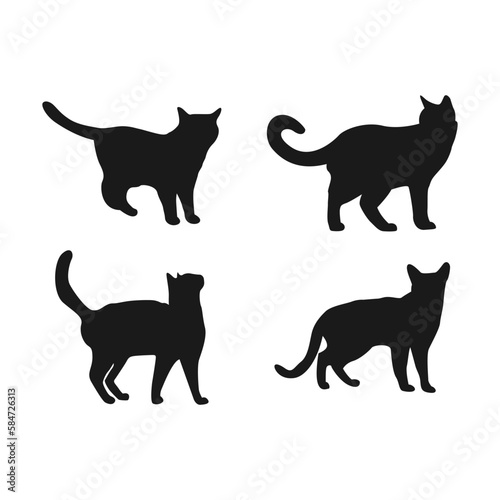 Fototapeta Naklejka Na Ścianę i Meble -  Vector isolated cat silhouette, logo, print, decorative sticker