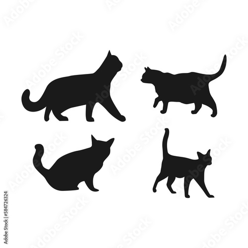 Fototapeta Naklejka Na Ścianę i Meble -  Vector isolated cat silhouette, logo, print, decorative sticker