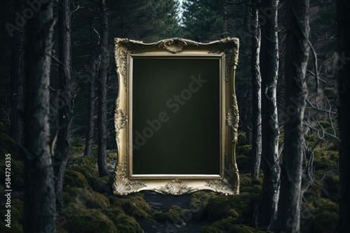 Detailed Wizard Frame Mockup in the Forest Generative AI