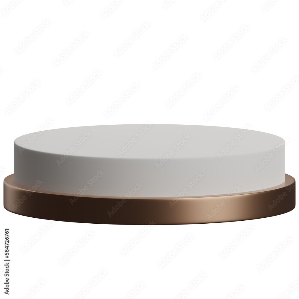 3d render of white and gold luxury circular podium product display element 3d render of white and gold luxury circular podium product display element