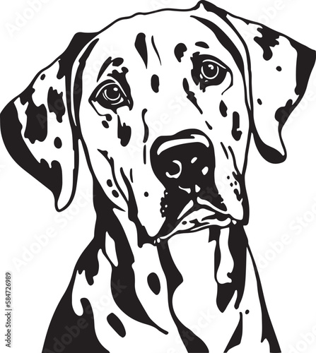 Dalmatian  dog face isolated on a white background, SVG, Vector, Illustration.	