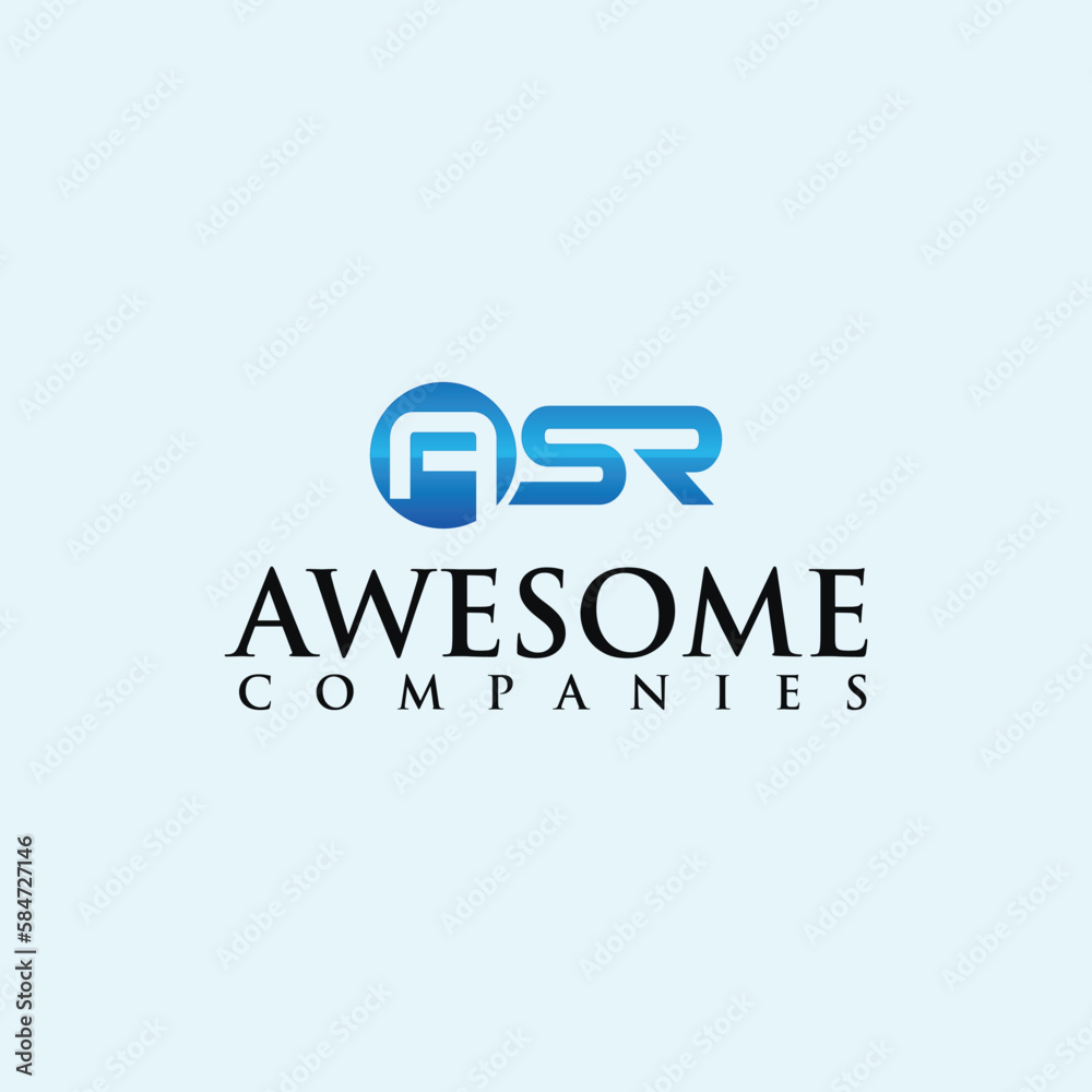 Fototapeta premium letter initial ASR logo design illustration gradient color full template
