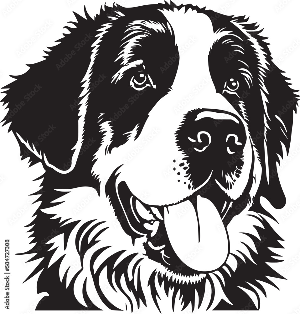 Fototapeta premium Saint Bernard dog face isolated on a white background, SVG, Vector, Illustration.