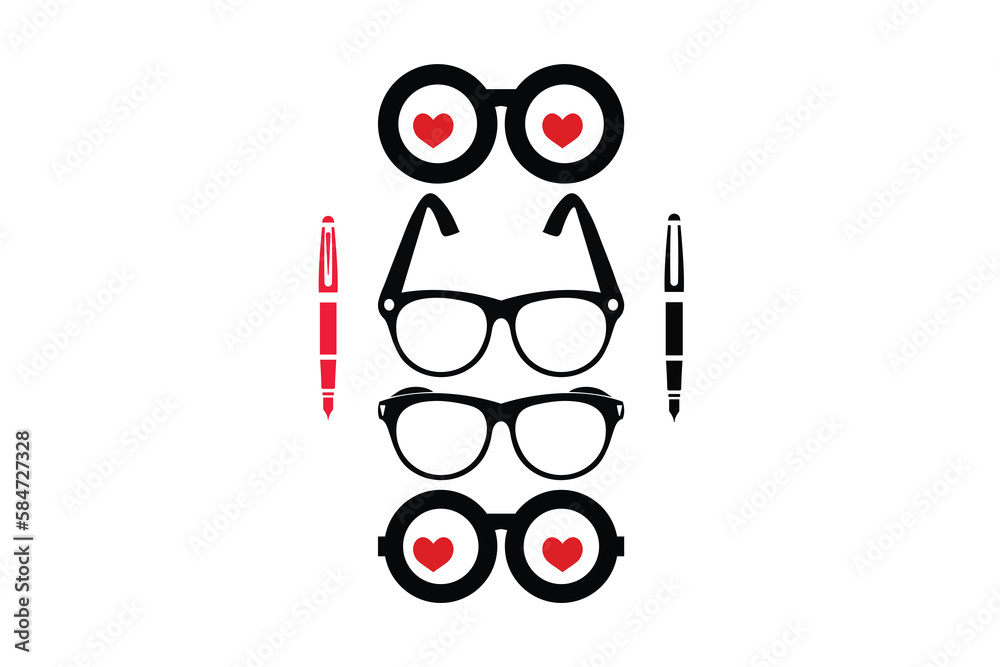 Work space Icons Illustration. Book, Pen, Eyeglasses Work space Icons Illustration. Book, Pen, Eyeglasses