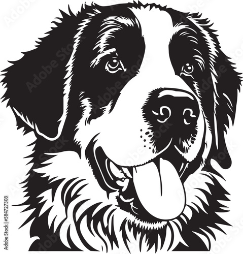 Saint Bernard dog face isolated on a white background, SVG, Vector, Illustration.	