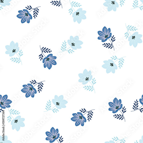 Fototapeta Naklejka Na Ścianę i Meble -  Flower stylized seamless pattern. Cute botanical illustration. Abstract floral background.