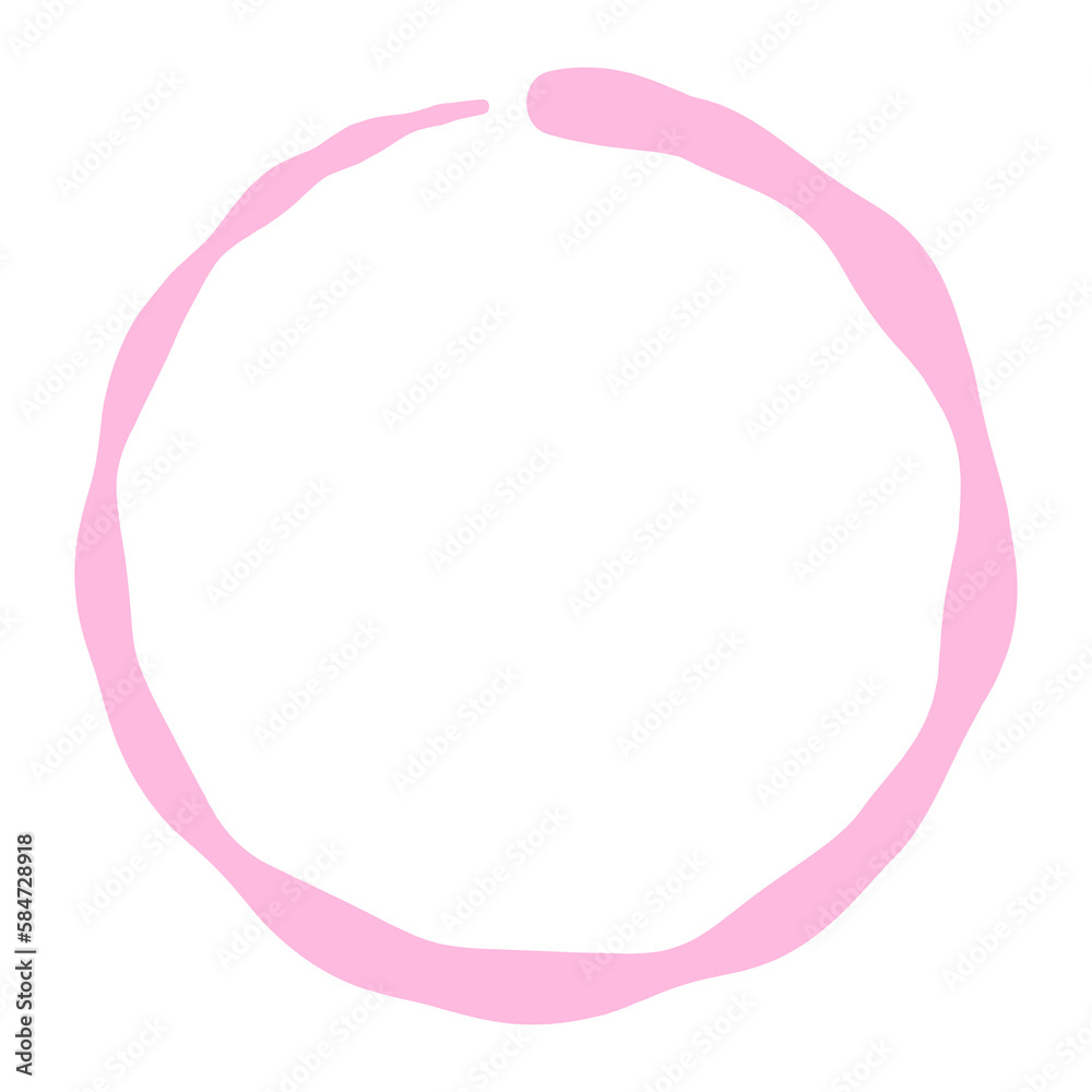 abstract pink watercolor circle graphic element with copy space - transparent background