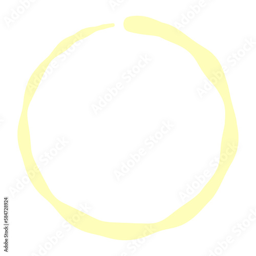 abstract light yellow watercolor circle graphic element with copy space - transparent background