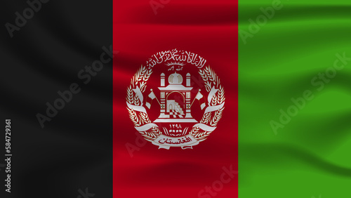 Illustration concept independence symbol icon realistic waving flag 3d colorful of Afghanistan