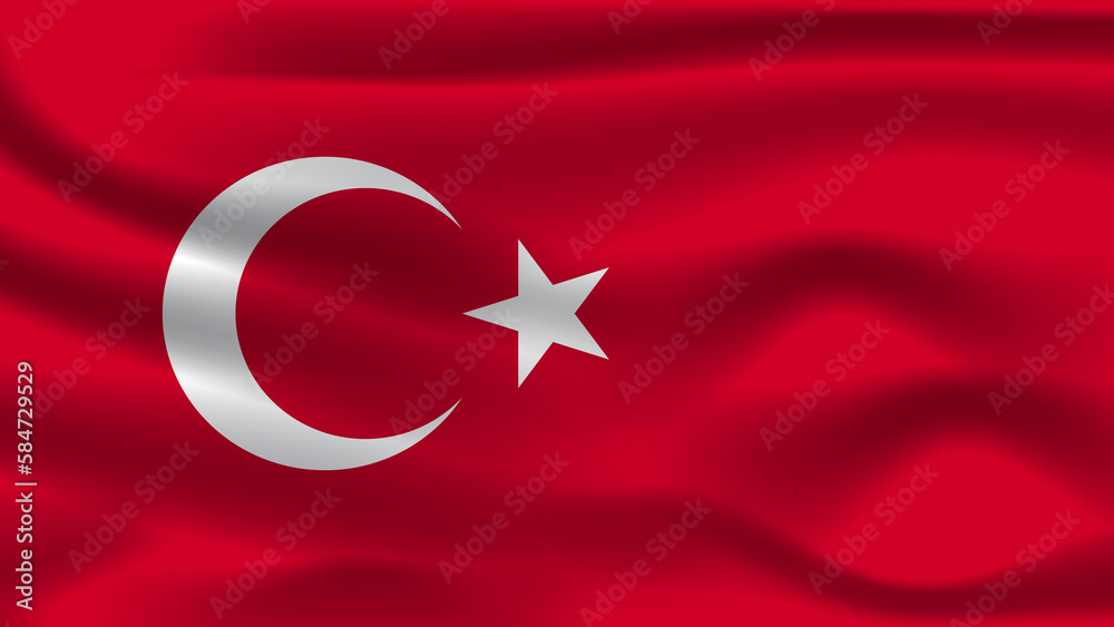 Illustration concept independence Nation symbol icon realistic waving flag 3d colorful Country of Turkey