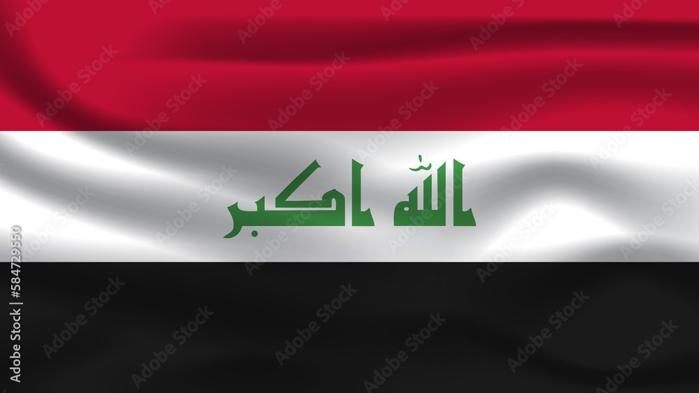 Illustration concept independence symbol icon realistic waving flag 3d colorful of Iraq Illustration concept independence symbol icon realistic waving flag 3d colorful of Iraq