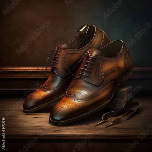 Fancy men’s dress shoes. Generative AI