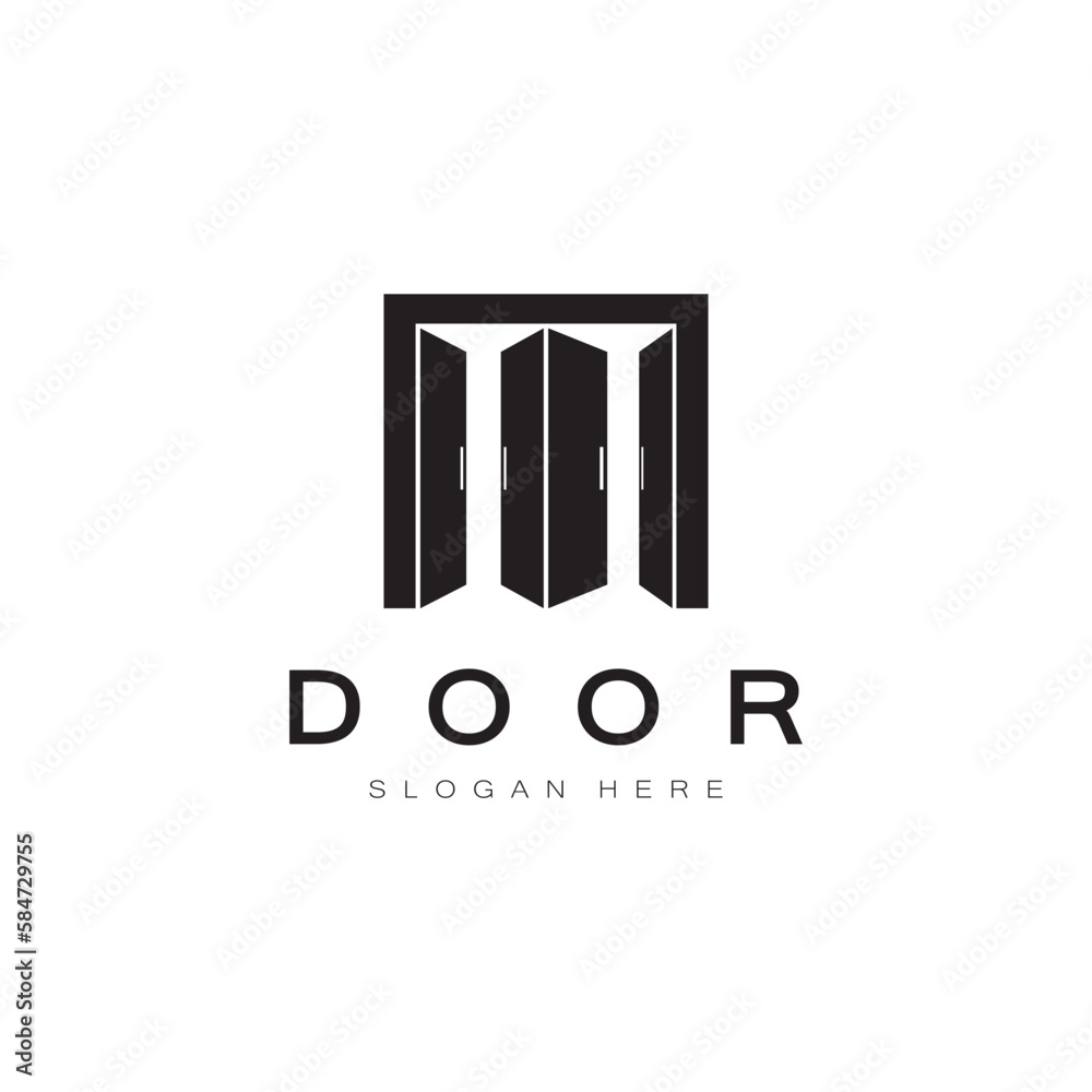 simple open door abstract logo, with geometric shapes,For building construction,contractors, business property and construction companies,vector.