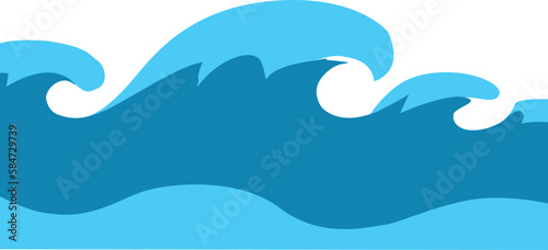Ocean wave vector flat design style. Blue ocean wave vector illustration.