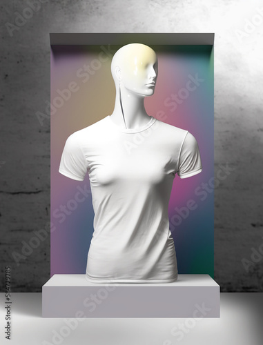 gender neutral mannequin white T-shirt mockup 